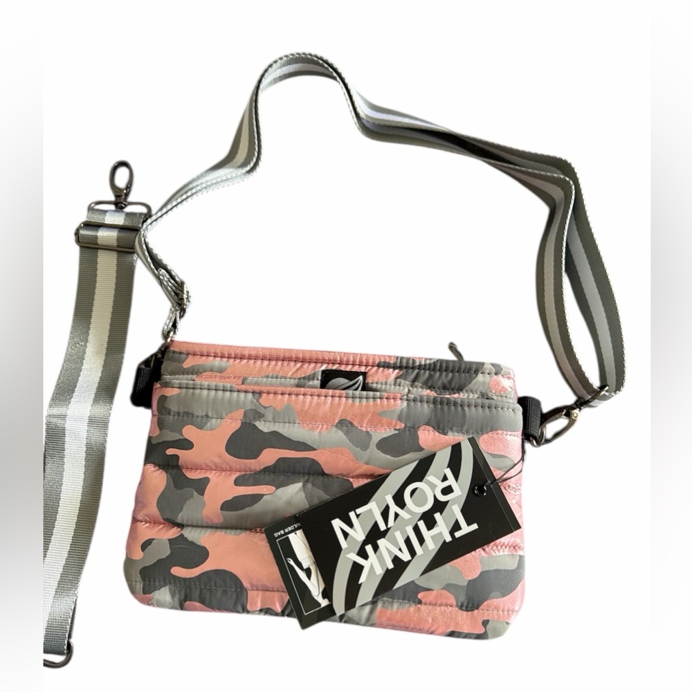 NWT THINK ROYLN crossbody/bum bag. Pink and Gray Camouflage.
